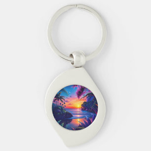 Fantasy Tropisch Strand Twee Sleutelhanger