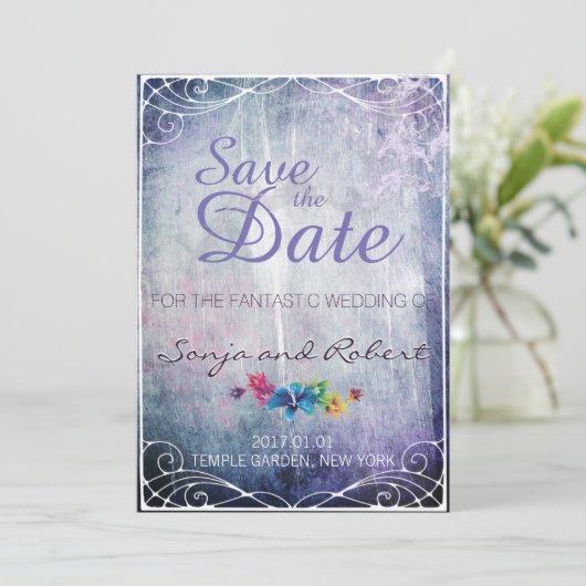 Fantasy trouw uitnodiging - Bewaar de datum (Staand voorkant)