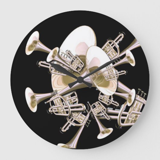 Fantasy Trumpets Music Lovers Wall Clock Grote Klok (Voorkant)