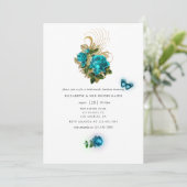 Fantasy Turquoise en Gold Bridesmaids Luncheon Kaart (Staand voorkant)
