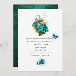 Fantasy Turquoise en Gold Bridesmaids Luncheon Kaart