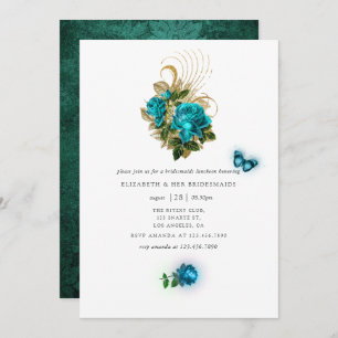 Fantasy Turquoise en Gold Bridesmaids Luncheon Kaart