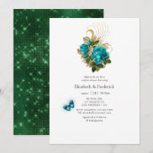 Fantasy Turquoise en Gold Couples Shower Kaart (Voorkant / Achterkant)