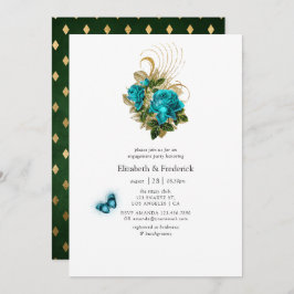 Fantasy Turquoise en Gold Engagement Party Kaart