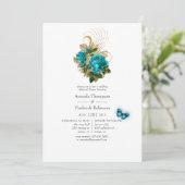 Fantasy Turquoise en Gold Rehearsal Dinner Kaart (Staand voorkant)