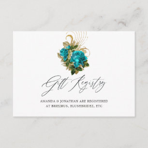 Fantasy Turquoise en Gold Wedding Gift Registry Informatiekaartje