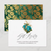 Fantasy Turquoise en Gouden Huwelijkscadeau Regist Informatiekaartje (Voorkant / Achterkant)