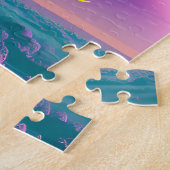 Fantasy Turquoise Planeten Over Paarse Planeten Legpuzzel (Zijkant)