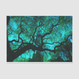 Fantasy Turquoise Tree Silhouette Tissuepapier