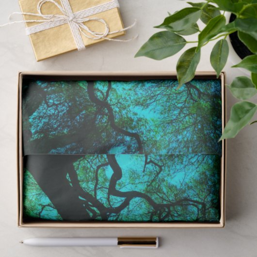 Fantasy Turquoise Tree Silhouette Tissuepapier (Geschenk)