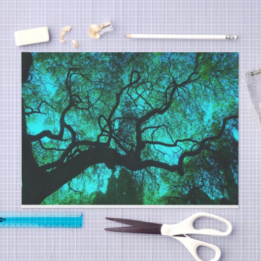 Fantasy Turquoise Tree Silhouette Tissuepapier (Craft)