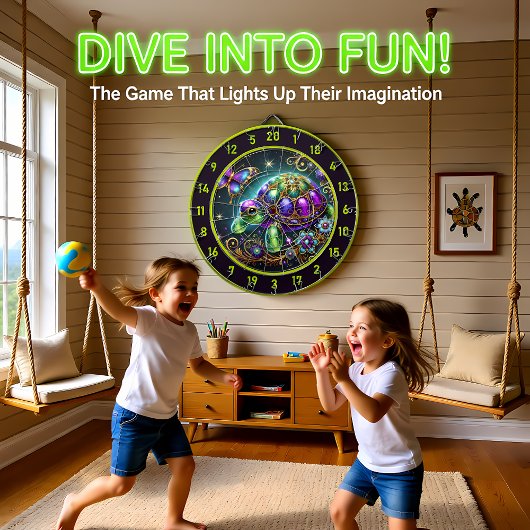 Fantasy Turtle Butterfly Rustic Lodge Decor Dartbord