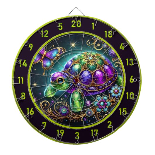 Fantasy Turtle Butterfly Rustic Lodge Decor Dartbord (Voorkant)