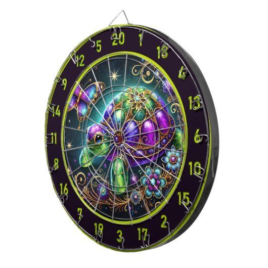 Fantasy Turtle Butterfly Rustic Lodge Decor Dartbord (Voorkant Rechts)