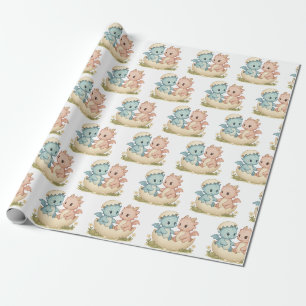 Fantasy Tweeling Baby Draken Cadeauverpakkings Pap Cadeaupapier