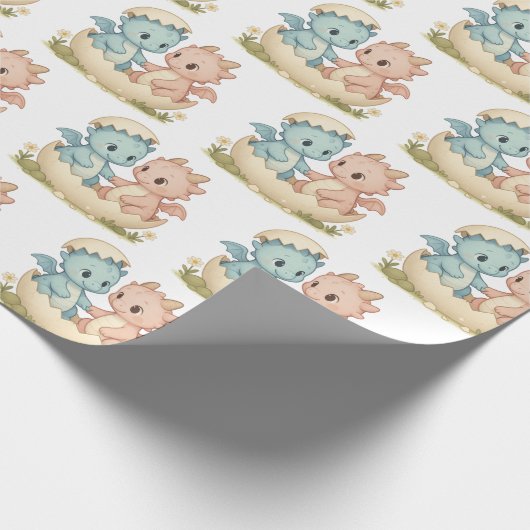 Fantasy Twin Baby Dragons Cadeaupapier (Hoek)