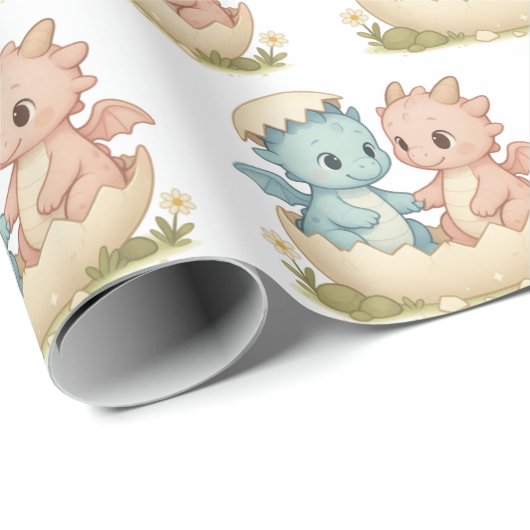 Fantasy Twin Baby Dragons Cadeaupapier (Rol Hoek)