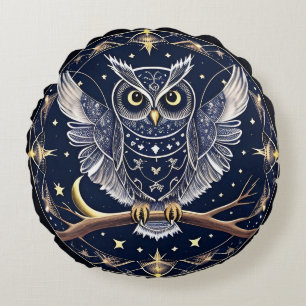 Fantasy Uil Artistiek Kosmische Uil Huisdecoratie Rond Kussen