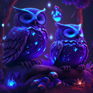 Fantasy-uil in blauw licht legpuzzel