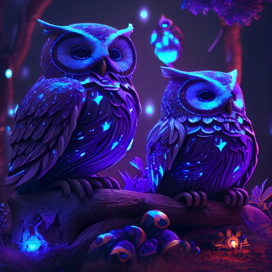 Fantasy-uil in blauw licht legpuzzel