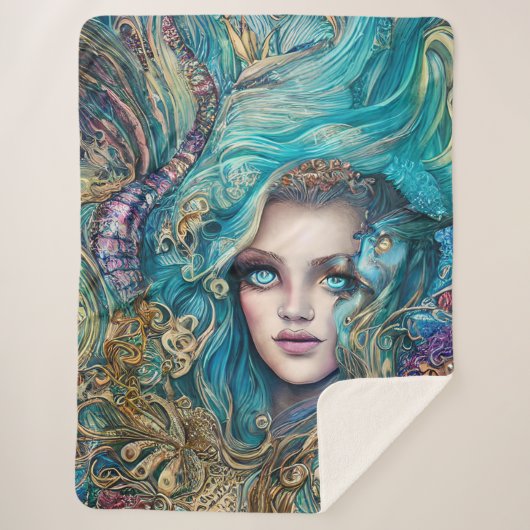 Fantasy Underwater Goddess Abstract Artwork Sherpa Deken (Voorkant)