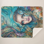 Fantasy Underwater Goddess Abstract Artwork Sherpa Deken (Voorkant (horizontaal))