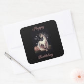 Fantasy Unicorn Birthday Vierkante Sticker (Envelop)