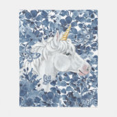 Fantasy Unicorn Blue Flowers Butterflies Girly Fleece Deken (Voorkant)