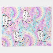 Fantasy Unicorn Cat in de Snoep Katoen Clouds Fleece Deken (Voorkant (Horizontaal))