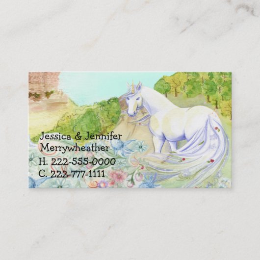 Fantasy Unicorn Children Play Date Card Contactkaartje (Voorkant)