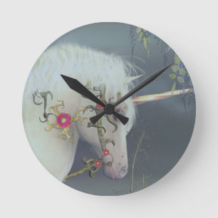 Fantasy Unicorn Clock Ronde Klok