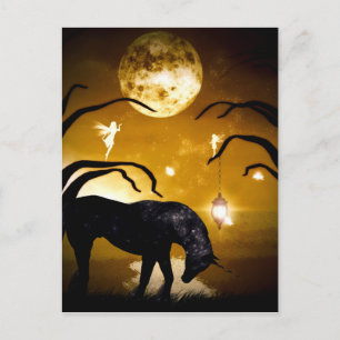 Fantasy unicorn en fairies briefkaart
