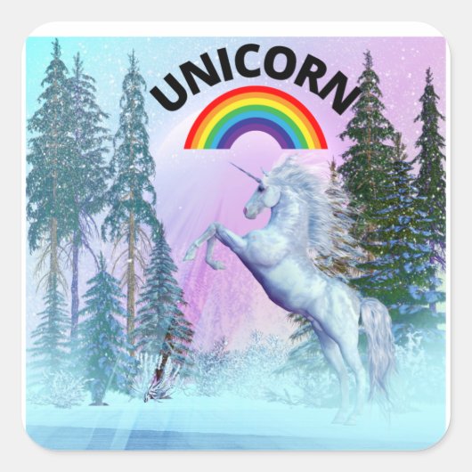 Fantasy Unicorn Horse Vierkante Sticker (Voorkant)