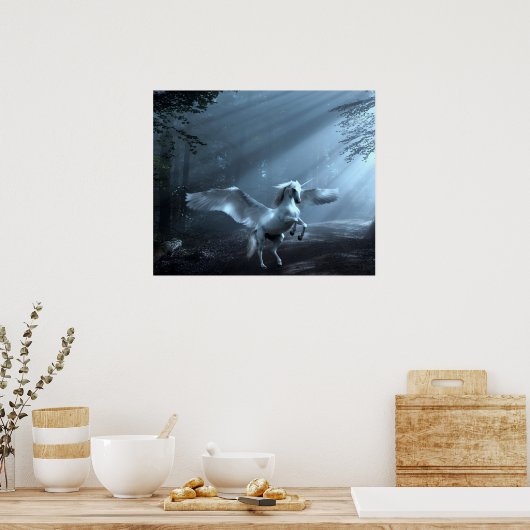 Fantasy Unicorn in Forest Poster (Keuken)