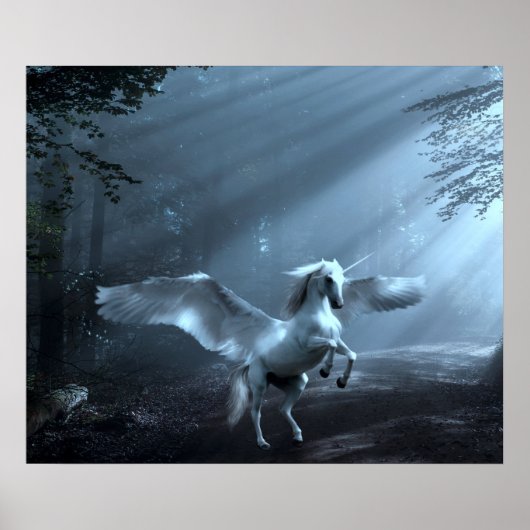 Fantasy Unicorn in Forest Poster (Voorkant)