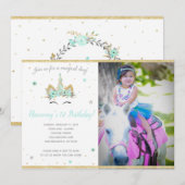 Fantasy Unicorn Invitation 7X5 Kaart (Voorkant / Achterkant)