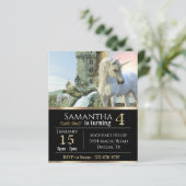 Fantasy Unicorn Medieval Castle Metallic Birthday (Staand voorkant)