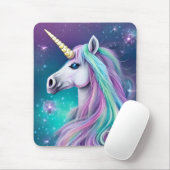 Fantasy Unicorn met blauw en roze haar Muismat (Met muis)
