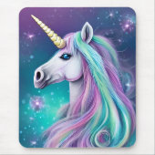 Fantasy Unicorn met blauw en roze haar Muismat (Voorkant)