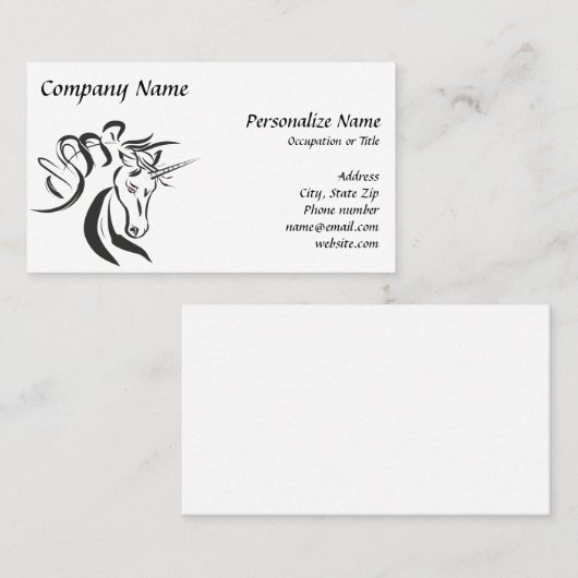 Fantasy Unicorn Sketch Drawing Artwork Visitekaartje (Voorkant / Achterkant)