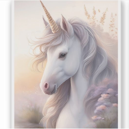 Fantasy Unicorn Transparant Sticker (Voorkant)
