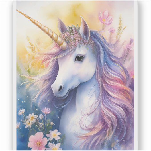 Fantasy Unicorn Transparant Sticker (Voorkant)