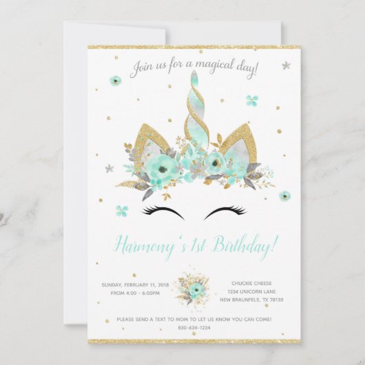 Fantasy Unicorn Uitnodiging (Voorkant)