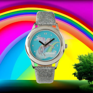 Fantasy unicorn voegt er namen aan toe die meisjes horloge