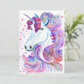 Fantasy unicorn waterverf bedankkaart (Staand voorkant)