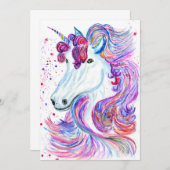 Fantasy unicorn waterverf bedankkaart (Voorkant / Achterkant)