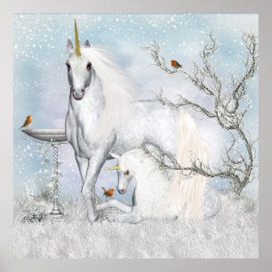Fantasy Unicorns met roestvast Poster