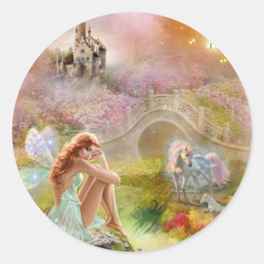 Fantasy Valley Ronde Sticker (Voorkant)