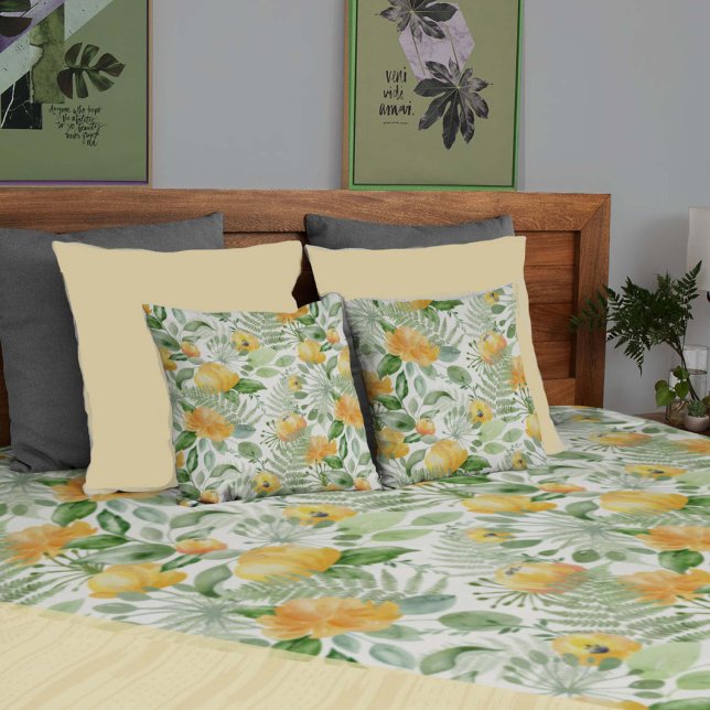 Fantasy varen en Floral Lemon-y Accent Kussen (lemon-y fern floral pillows to match your duvet)