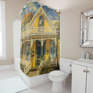 Fantasy Victorian Yellow House Shower Curtain Douchegordijn